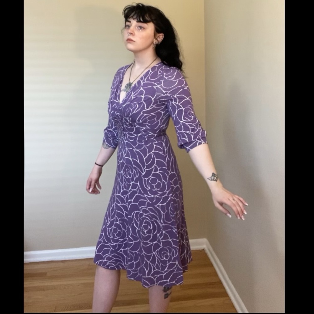 Gorgeous purple banana republic button waist dress